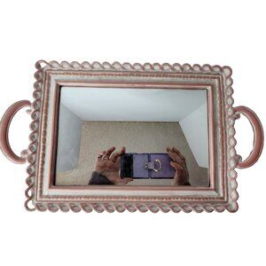 Ashland Vintage Romance Pink Wood Mirrored Vanity Tray Cottagecore BOHO Decor